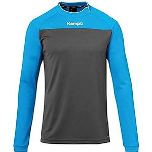 Kempa Prime Longsleeve T-shirt, asymmetrische kraag, heren, antraciet, blauw, XL