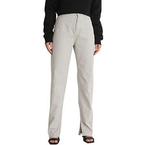 NA-KD Vrouwen Side Slit Denim Jeans, Lichtgrijs, 36