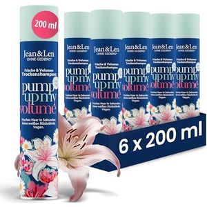 Jean & Len droogshampoo Frisheid & volume, geen vette haaraanzet, geen witte resten, bloemige, frisse geur naar lelie, voor fijn haar zonder volume, zonder parabenen en siliconen, 6 x 200 ml
