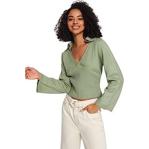 Trendyol FeMan Slim fit basic polo hals gebreide trui, mint, M, Munt, M