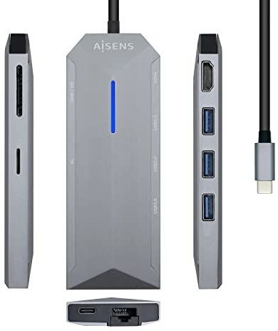 Aisens - Asuc-8p004-gr Hub - Kleur: Grijs - Aantal Poorten: 5