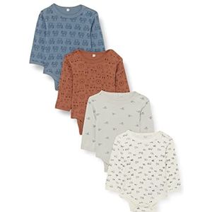 Pippi Baby - Romper L/S - 4-pack - Blue Mirage - Katoen