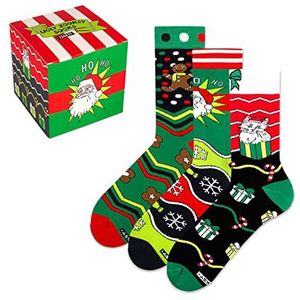 ZOOKSY - Kleurrijke sokken voor dames en heren (3 paar), grappige kousen met katoen, grappige uniseks sokken, meerkleurig, UGLY box, 36-40 EU