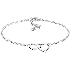 DIAMORE Armband dames hart motief filigraan met diamant (0,02 ct.) van 925 sterling zilver, 180, Sterling zilver, Diamant