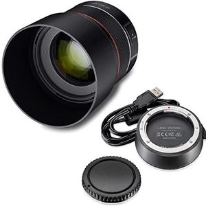 Samyang 8009 AF 85mm F1.4 EF + lensstation voor Canon EF I lichte en compacte telelens voor portretopnames, met snelle DSLM autofocus I voor spiegelreflex full size & APS-C Canon camera's