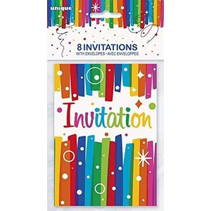 Levendige regenboog lint verjaardagsfeest uitnodigingen (13 cm x 10 cm) Pack van 8 - Uitnodiging voor kinderverjaardagsfeestje voor vieringen