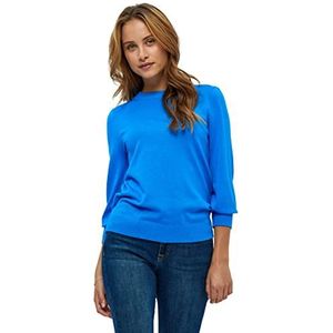 Minus Mersin gebreide trui met ronde hals en 3/4 mouwen | Blauwe truien voor dames UK | Lente dames truien | Maat XL