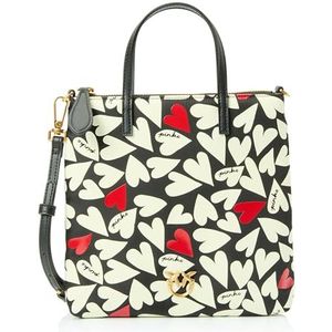 Pinko Dames Mini Shopper Nylon St. Hart tas, Zf6q_zwart/wit/rood-antiek goud, Zf6q_zwart/wit/rood-antiek goud