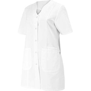 BP 1640-485-21-54n Dames-kaszak, 1/2 mouw, V-hals met drukknoopband, 215,00 g/m² stofmix, wit, 54n