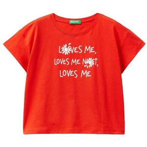 United Colors of Benetton T-shirt voor meisjes en meisjes, helder rood 3t5, 150