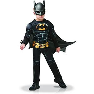 Rubies - Officieel DC - Luxe kostuum Batman 80 jaar, zwart en geel, 5-6 jaar