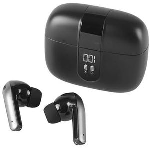 TWS Draadloze Bluetooth-hoofdtelefoon, zwart, Bluetooth-connectiviteit, geïntegreerde microfoon, compact en lichtgewicht. Ontworpen voor: Audio bij beweging, oproepen, sport
