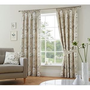 Dreams & Drapes Design - Eve - Paar potloodvouwgordijnen met strikruggen - 46"" breedte x 72"" druppel (117 x 183cm) in natuurlijk