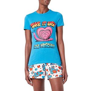 Love Moschino Dames Take It Easy T-Shirt, lichtblauw, 46 NL