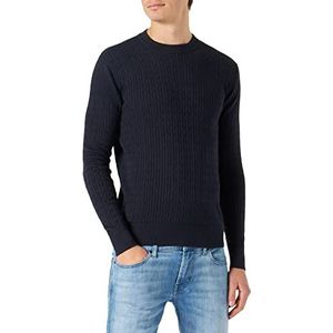 TOM TAILOR Uomini Gebreide trui met vlechtpatroon 1032290, 13160 - Knitted Navy Melange, XXL