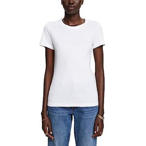 ESPRIT T-shirt met ronde hals, 100% katoen, wit, XS