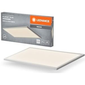 LEDVANCE Planon Plus plafondlamp in wit met geavanceerde LED-technologie, 22 W, rechthoekige vorm (300 x 600 mm), neutraal witte lichtkleur bij 4000 K, aluminium behuizing, matte PMMA diffuser