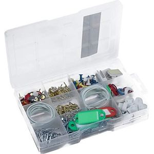 Connex Huishoudelijke assortiment 182-delig + 120 g - wandhaken, spijkers, prikbordnaalden & Co. - Voorgesorteerd in praktische kunststof doos - universeel inzetbaar/assortimentsdoos /