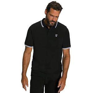 JP 1880 Heren poloshirt, buikfit, piqué, halflange mouwen, tot 8 XL shirt, zwart, 7XL