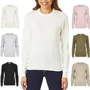 Licht en schaduw Dames LSLKNT454 Cashmilon Soft Touch Crew Neck Gebreide Trui, Ivoor, X-Large