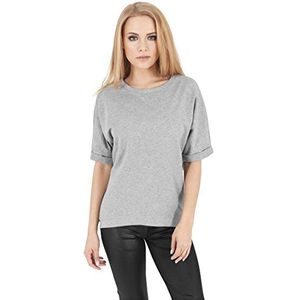 Urban Classics Terry Crew, pullover met korte mouwen voor dames, grijs, XS