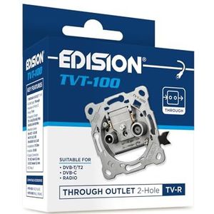 EDISION Antennebus Universal TVT-100, doorgangsdoos TV-R inbouw 2-gat, geschikt voor terrestrisch DVB-T/T2, kabel DVB-C, radio, FM, DAB+, 2 uitgangen