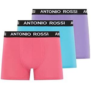 Antonio Rossi Heren getailleerde Boxer Hipsters (Pack van 3) Shorts, Paars, Blauw, Roze, XL, paars,blauw,roze, XL