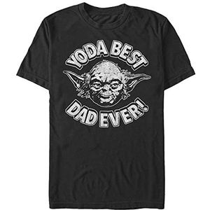 Star Wars Uniseks Yoda Best Dad Organic T-shirt met korte mouwen en ronde hals, zwart, S