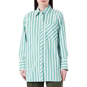 Gerry Weber Dames 160003-31402 blouse, ecru/wit/groene strepen, 34, ecru/wit/groene strepen, 34