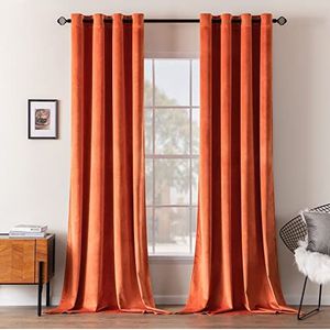 MIULEE 2 Panelen Zacht Thermisch Verduisteringsgordijn Temperatuur Geschenken Elegant Eyelet Gordijn Decoratie voor Slaapkamer Woonkamer 140x175cm Donker Oranje