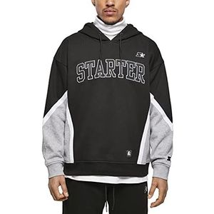 STARTER BLACK LABEL Heren Starter Throwback Hoody, zwart/heathergrey, XL