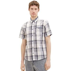 TOM TAILOR Uomini Overhem 1037066, 31822 - Off White Navy Colorful Check, S