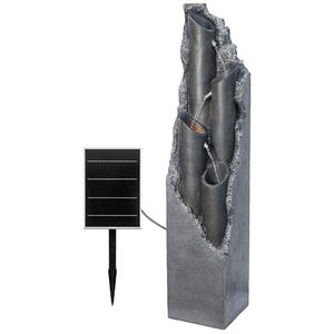 Dehner Tubi Tuinfontein op zonne-energie, vorstbestendig, fontein voor buiten, met ledverlichting, ca. 113,2 x 27,5 x 27,5 cm, polyhars, grijs