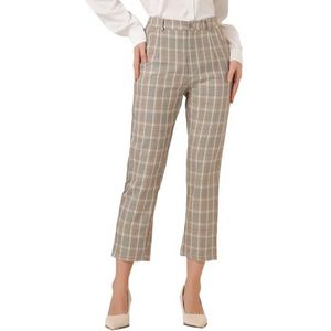 Allegra K vrouwen casual geruite broek zakken rechte been werk kantoor broek