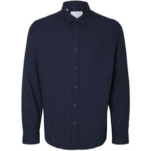 SELETED HOMME Ls Noos Slhslimowen-Flannel Shirt voor heren, Dark Saffier/Detail: solid, M