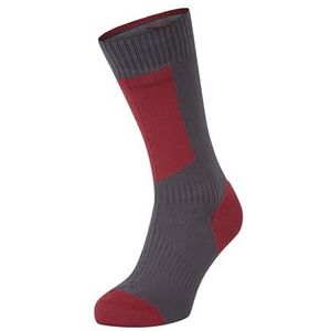 SEALSKINZ Unisex waterdichte koude weer halflange sok met hydrostop - grijs/rood/wit, medium