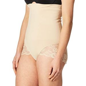 Maidenform Vrouwen hoge taille kanten slipje temmen je buik, Beige Nude 1/Transparant Kant, M