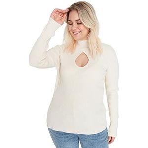 Trendyol Vrouwen hoge hals Plain Regular Plus Size Sweater Sweater, Ecru, 5XL, Ecru