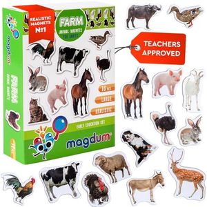 MAGDUM FARM PHOTO realistic animal magnets for kids -real LARGE fridge magnets for toddlers- Magnetic EDUcational toys baby 3 year old baby LEARNing magnets for kids- Kid magnets for Magnetic THEATRE
