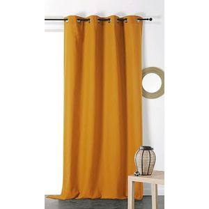 Linder Gordijn van natuurlijk materiaal (katoen/linnen), kleur: antiek geel, oogjes, 135 x 260 cm