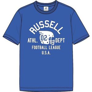 RUSSELL ATHLETIC Heren Center-s/S T-shirt met ronde hals, Dazzling Blauw, XXL