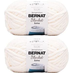 Bernat Blanket Extra 16102727042P02 dik chenile acrylgaren, 300 g (verpakking van 2), #7 jumbo zwaargewicht garen voor breien en haken, amigurumi, dikke dekens (vintage wit, 87 meter)