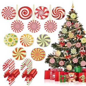 3 Stuks opblaasbare candy cane kerstversieringen, Snoepgoed