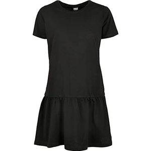 Urban Classics Damesjurk Ladies Valance Tee Dress, T-shirt-jurk voor vrouwen met volant aan het rokdeel verkrijgbaar in vele kleuren, maten XS - 5XL, zwart, 5XL