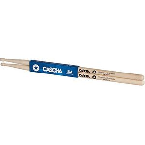 CASCHA Professionele drumsticks 5A robuuste esdoornsticks, trommelstokken, hout, professionele drumstokken, drumstokken, houten kop, model 1 paar (2 stuks)