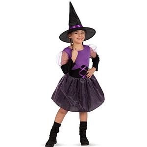 Carnival Toys Little Purple Witch-kostuum voor meisjes, maat V, in zak met haak.