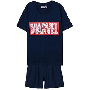 Marvel Zomer Pyjama voor Jongens - Blauw en Rood - Maat 8 Jaar - Korte Pyjama van 100% Katoen - Marvel Bedrukt - Origineel Product Ontworpen in Spanje