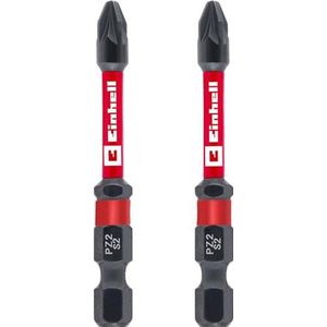 Originele Einhell Impact-bits met dubbele torsie, 2-delig, 60 mm, PZ2 (S2-staal, hoge duurzaamheid, dubbel torsieeffect, rode kleurring, E-6.3-schacht)