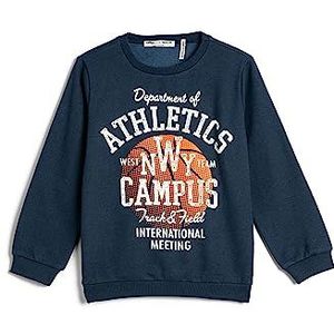 Koton Boys Varsity sweatshirt met lange mouwen, ronde hals, tijgerprint, Saxe (969), 11-12 jaar