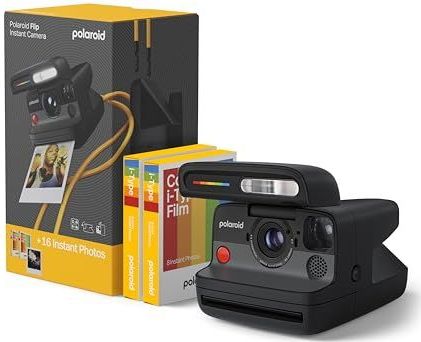 Polaroid - FLIP - Instant Camera - Zwart - Inclusief Color Film Bundle (16 foto's)